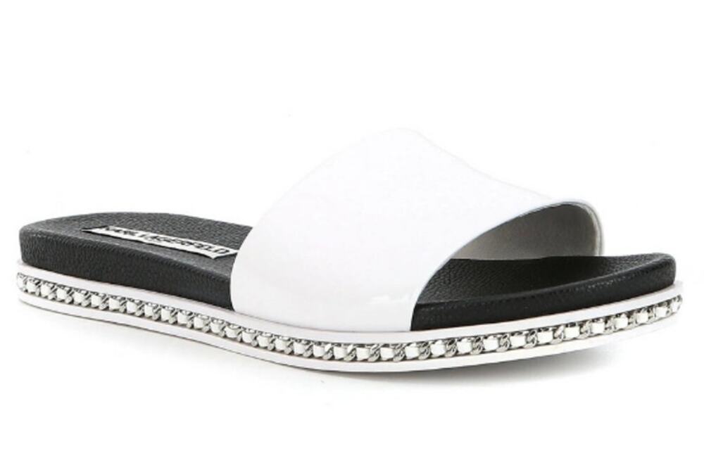 Karl Lagerfeld Paris Billi Chain Detail Slip-On Flat Sandals size 7